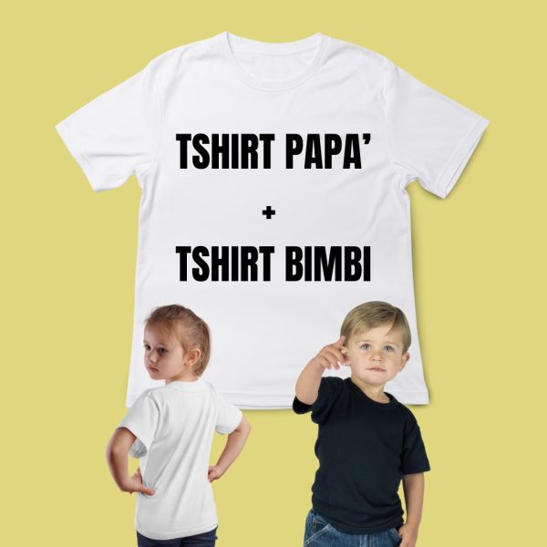 TSHIRT PAPA' +  2 TSHIRT BIMBI personalizzate