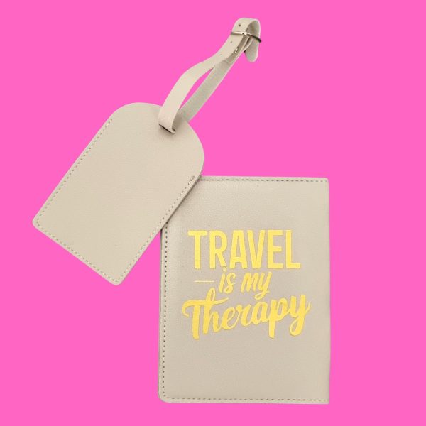 Porta passaporto + etichetta valigia TRAVEL IS MY THERAPY - immagine 2